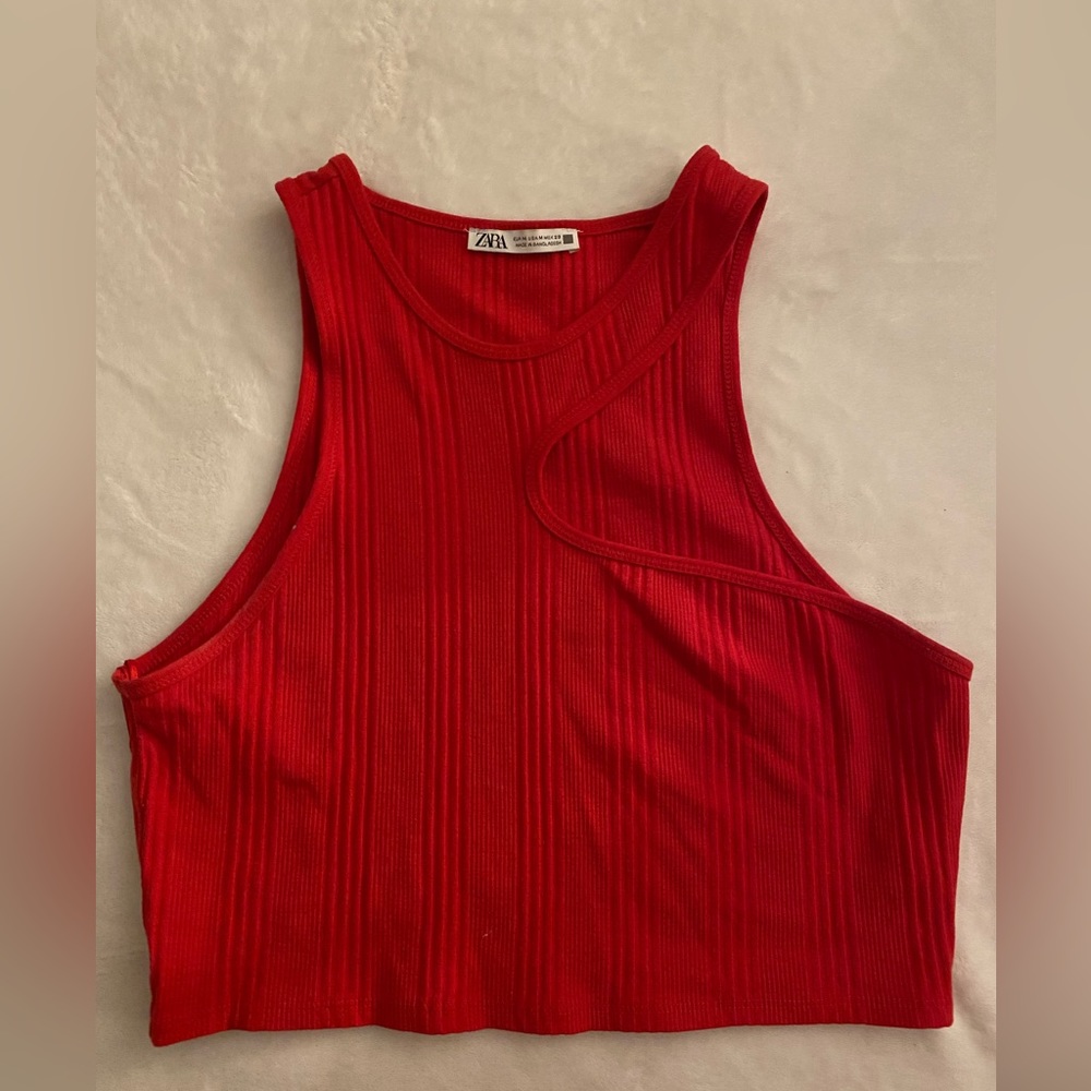 Zara red cutout crop top